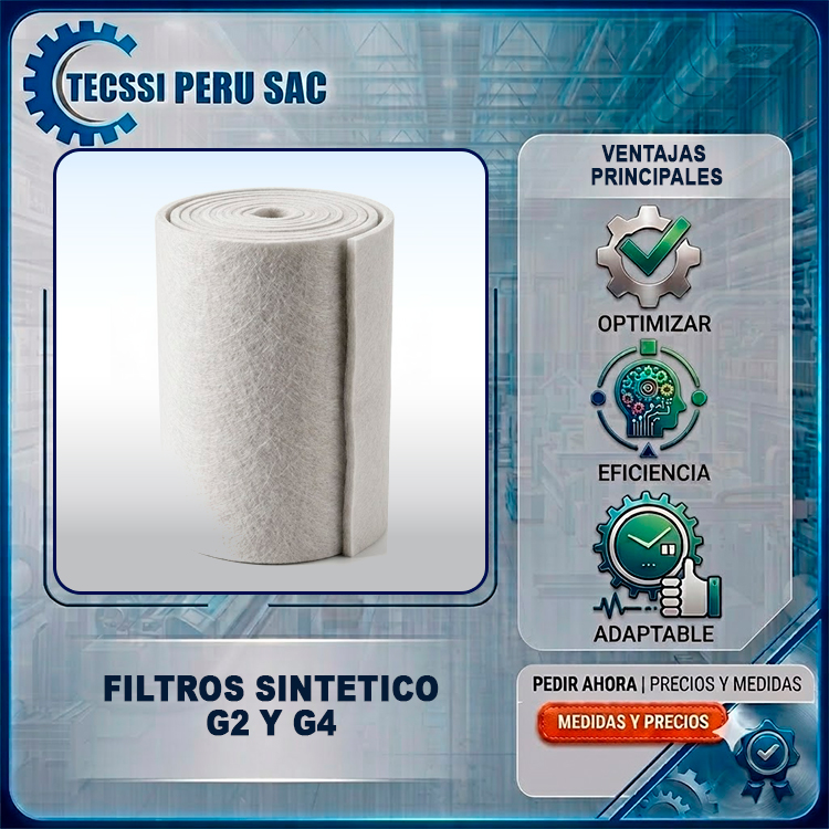 Rollo de filtros sintético G2 y G4 para prefiltración de aire industrial TECSSI PERU SAC